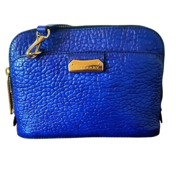BURBERRY Pebbled Blue Grain Leather Small Harrogate Crossbody Bag - Picture 1 of 14